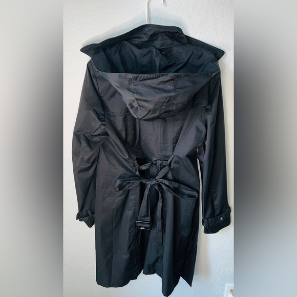 DKNY Women's Hooded Gabardine Trench Coat Black Size L A1 - Picture 4 of 4